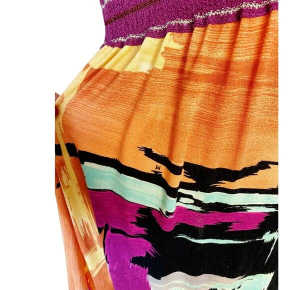 MISSONI Multicolor Dress Cotton Viscose Mixed Knit Jersey Purple Orange 36 US 0 - Picture 6 of 9